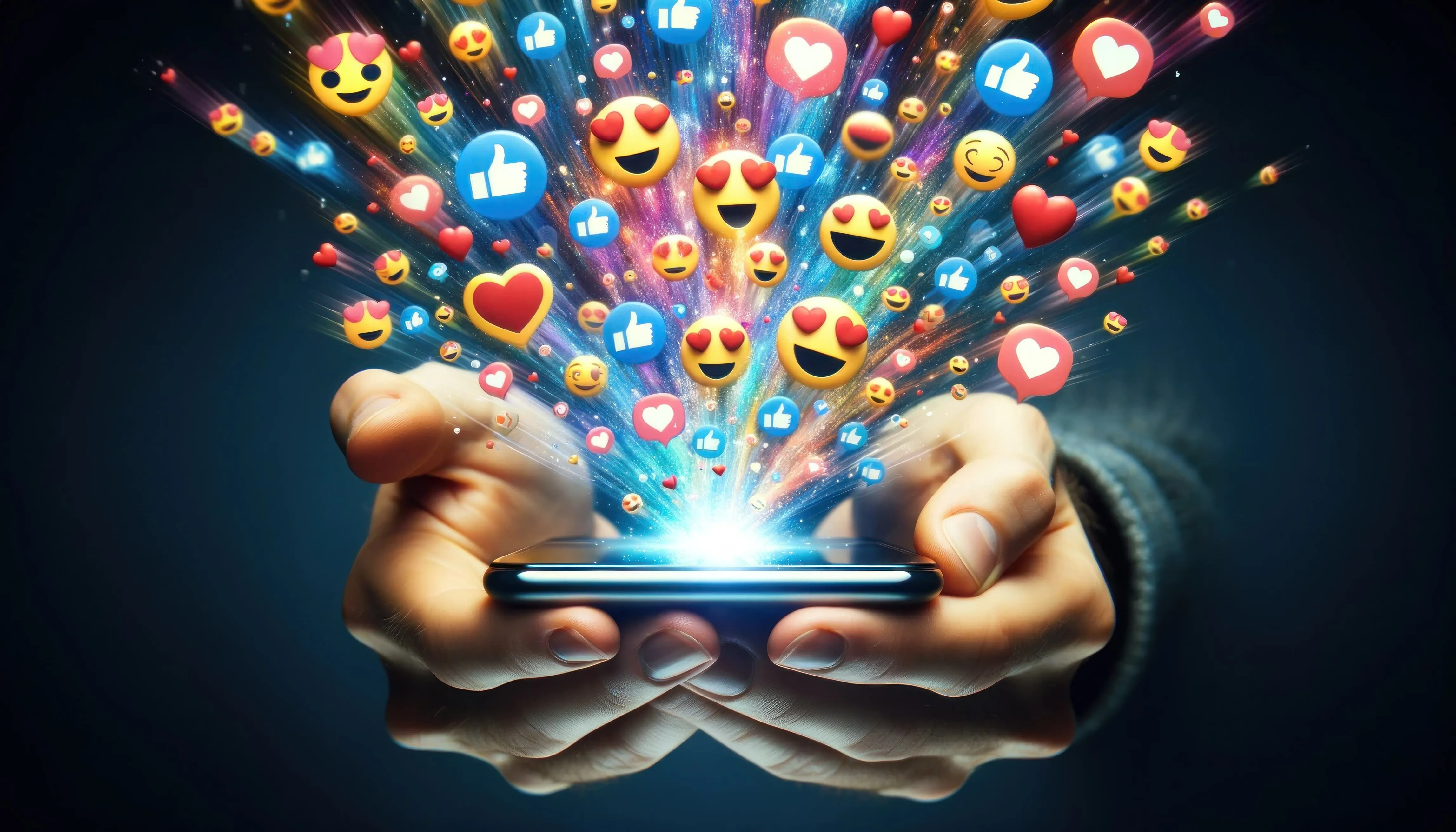 celular com vários emoji saltando da tela